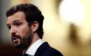 Pablo Casado, presidente el PP, durante su intervención el jueves en el Congreso./Efe
